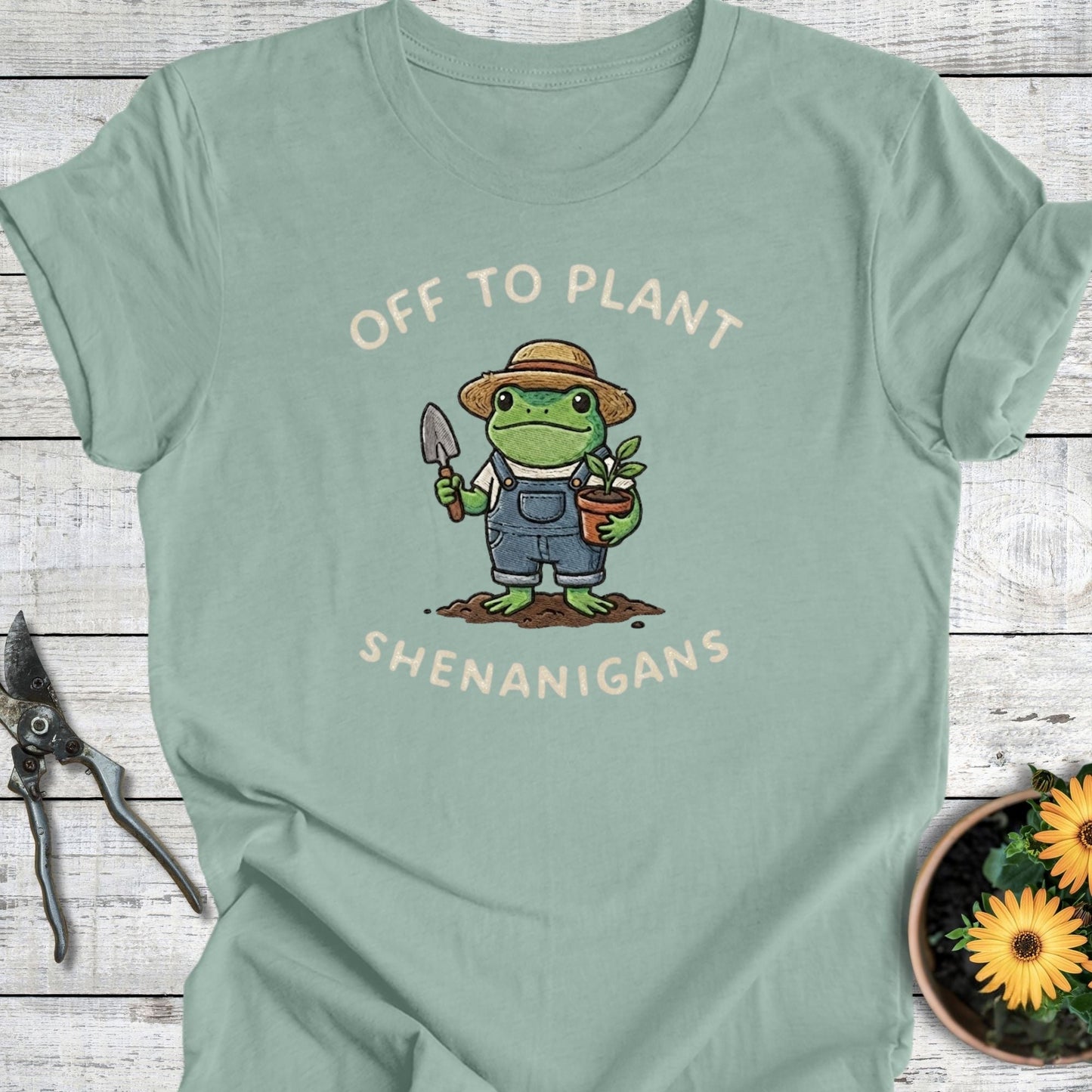 Printify T-Shirt Dusty Blue / S Off To Plant T-Shirt