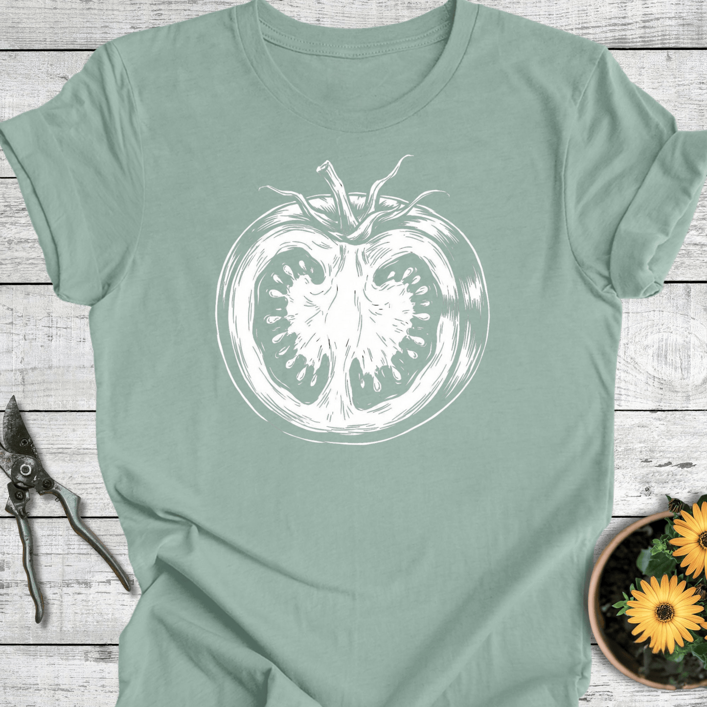 Printify T-Shirt Dusty Blue / S Sliced Tomato T-Shirt