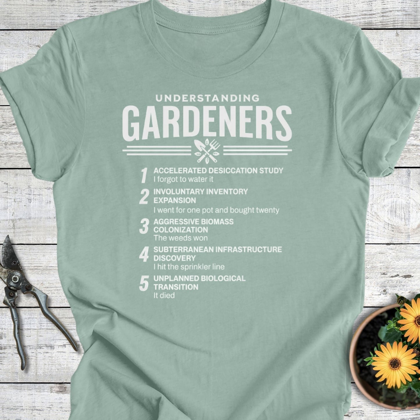Printify T-Shirt Dusty Blue / S Understanding Gardeners T-Shirt