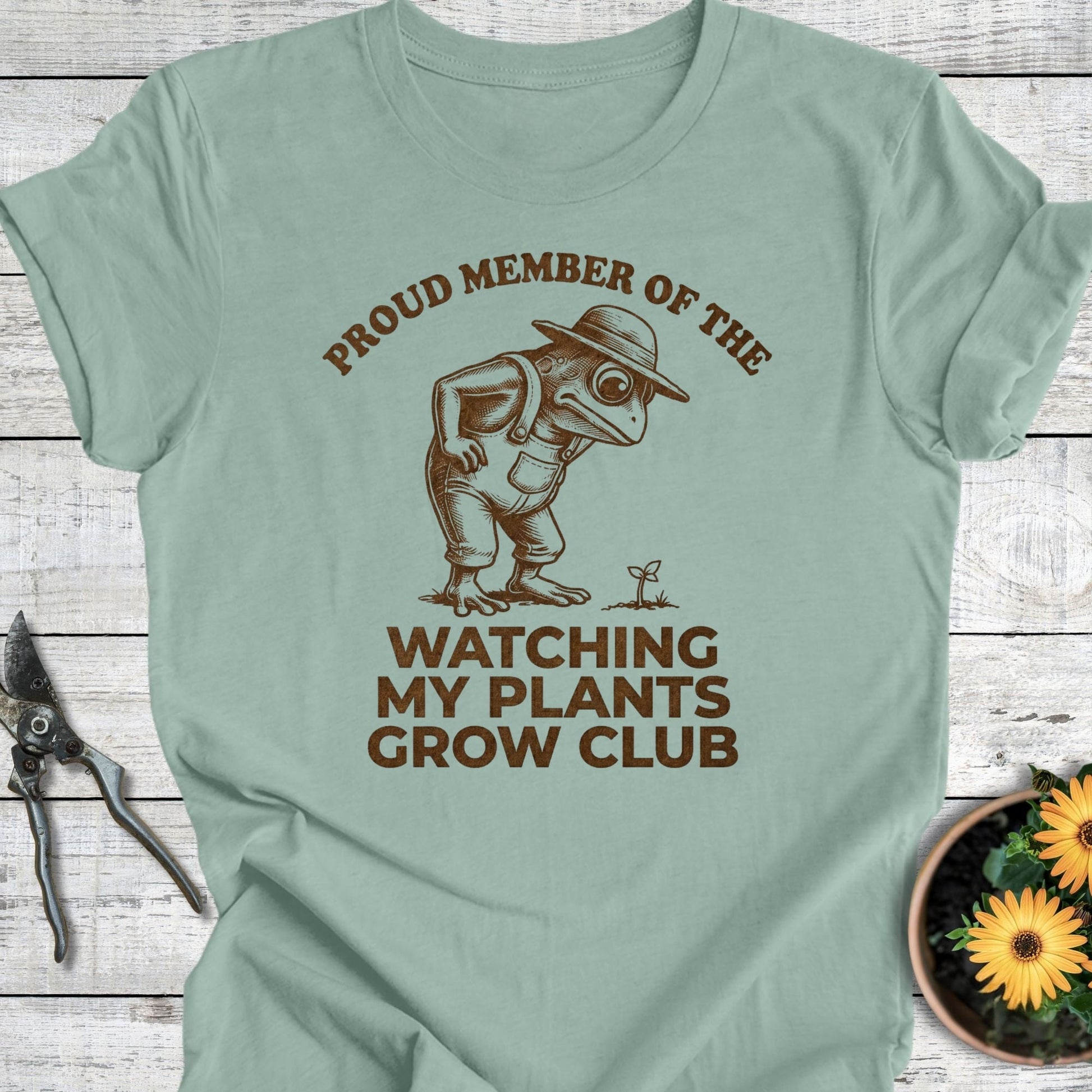 Printify T-Shirt Dusty Blue / S Watching My Plants T-Shirt