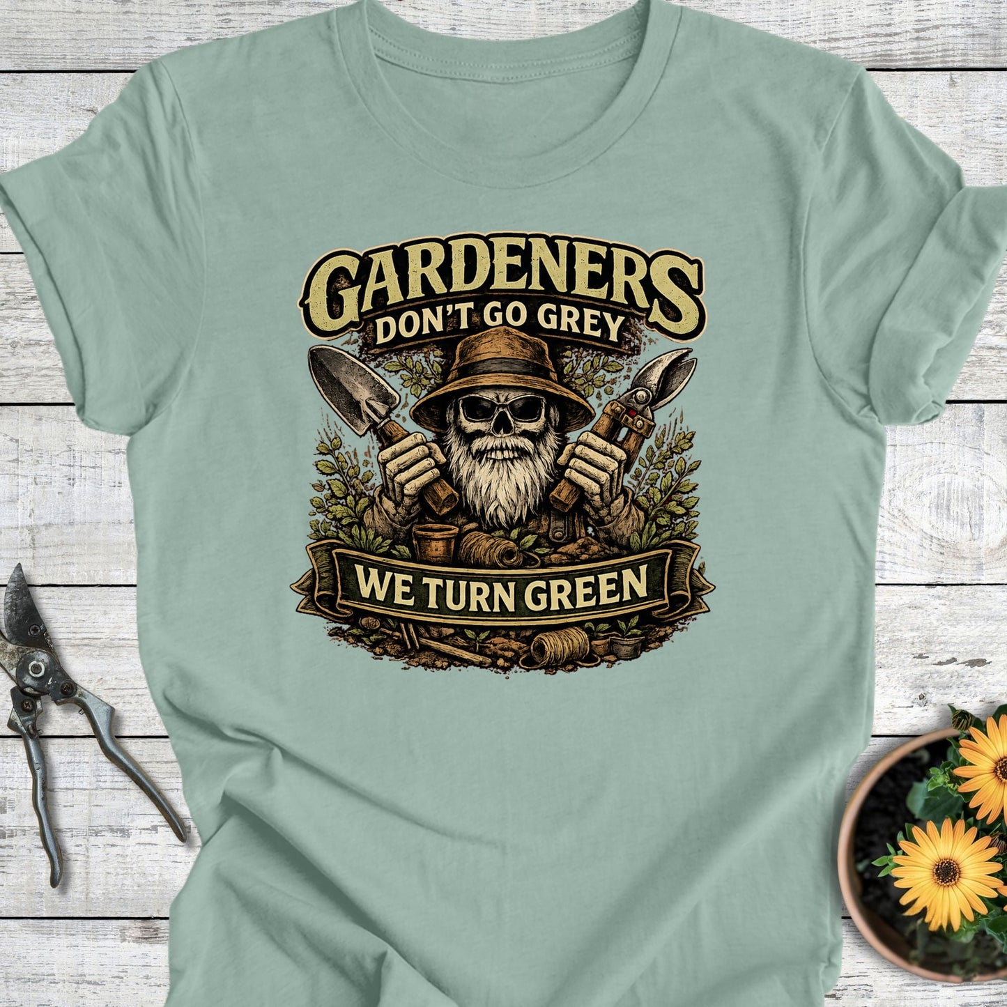 Printify T-Shirt Dusty Blue / S We Turn Green T-Shirt