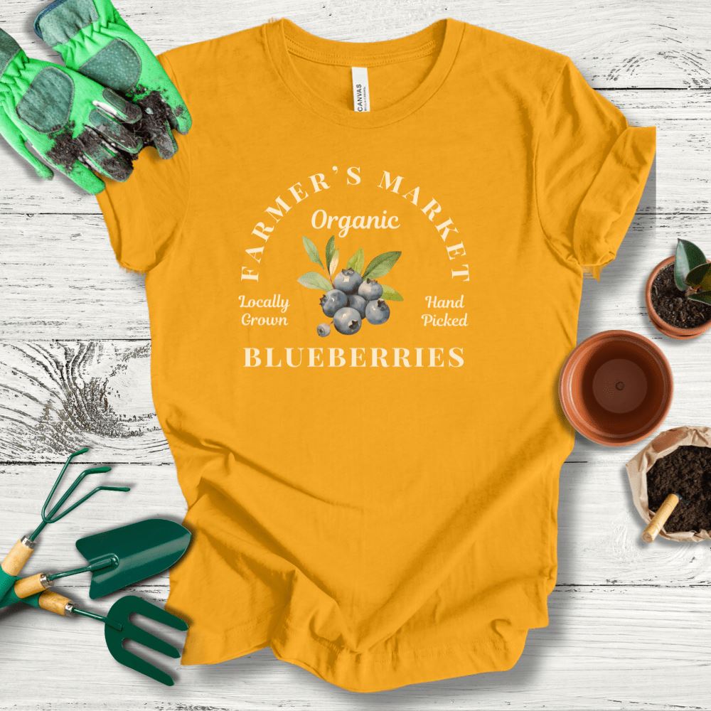 Printify T-Shirt Gold / S Farmer's Market Blueberries