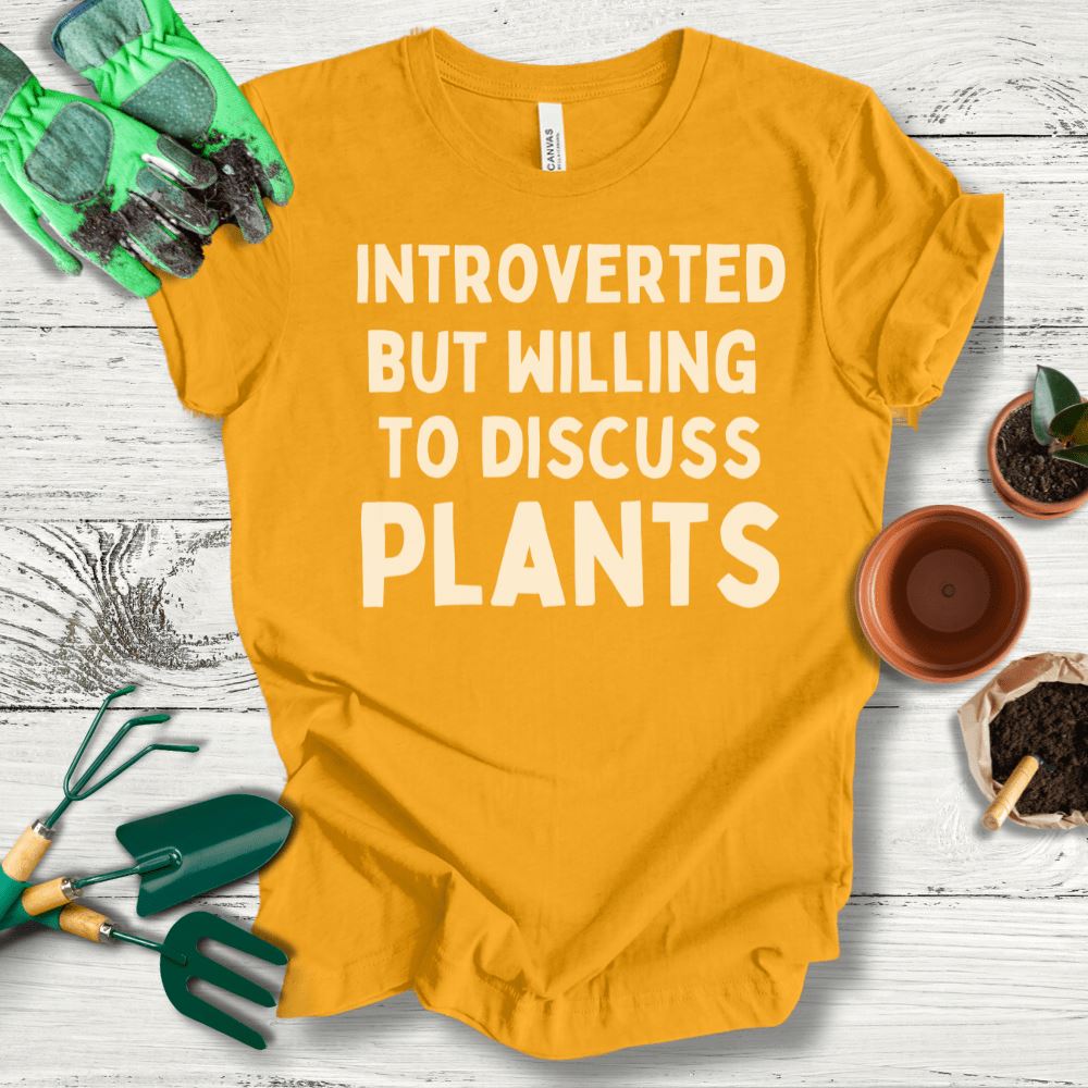 Printify T-Shirt Gold / S Introverted But...