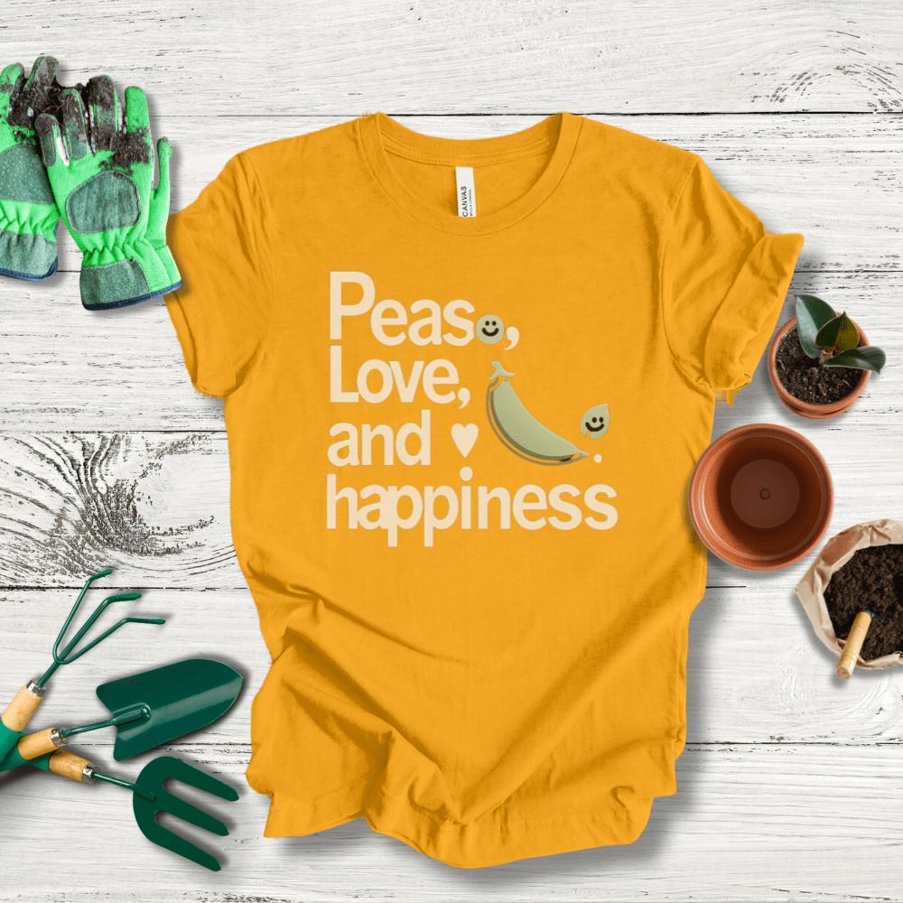 Printify T-Shirt Gold / S Peas Love Happiness T-Shirt