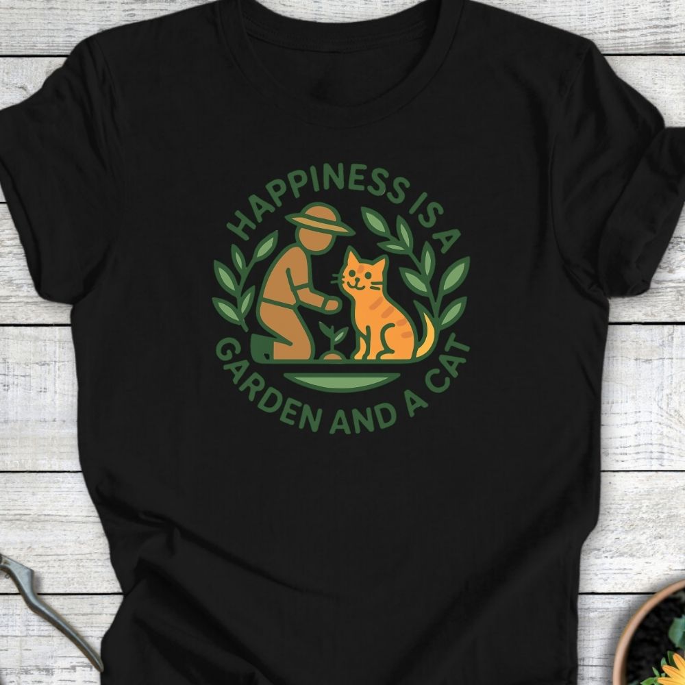 Printify T-Shirt Happiness Is A Garden And A Cat