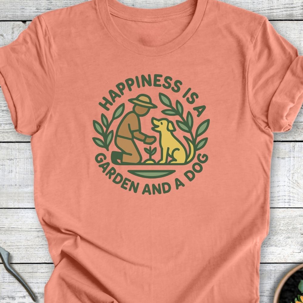 Printify T-Shirt Happiness Is A Garden And A Dog