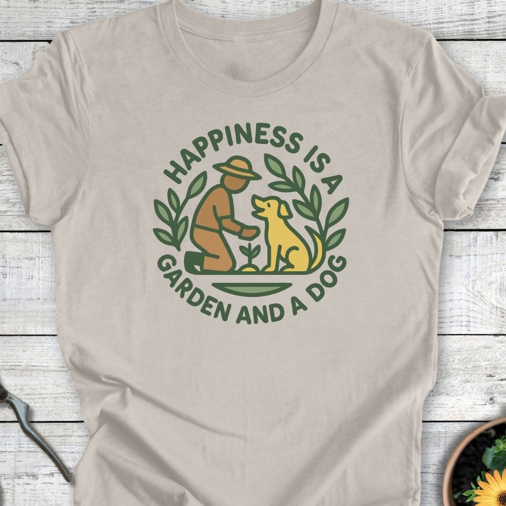 Printify T-Shirt Happiness Is A Garden And A Dog