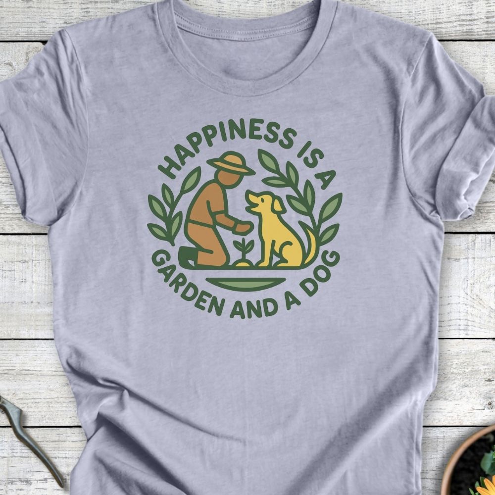 Printify T-Shirt Happiness Is A Garden And A Dog