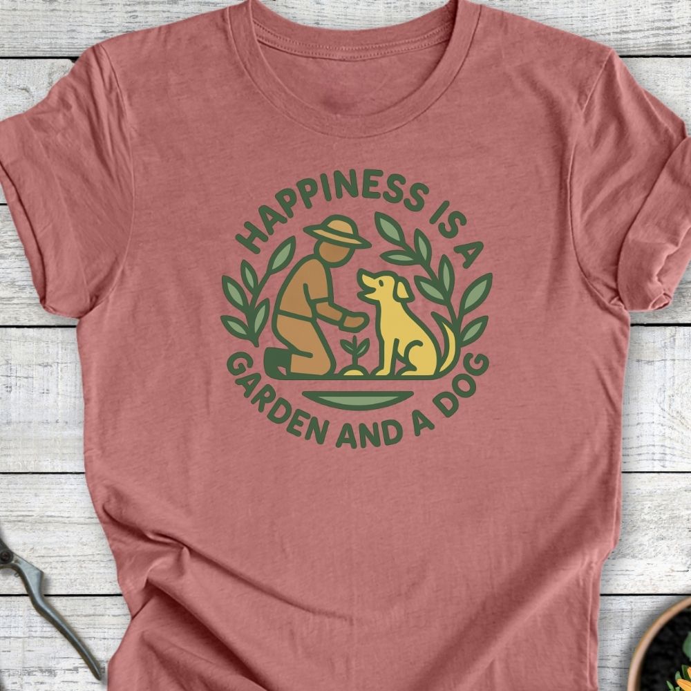 Printify T-Shirt Happiness Is A Garden And A Dog
