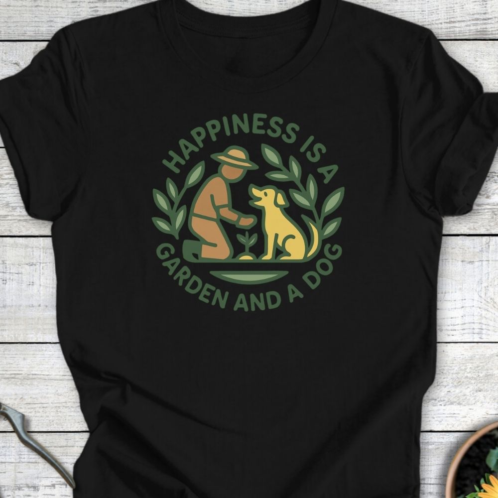 Printify T-Shirt Happiness Is A Garden And A Dog