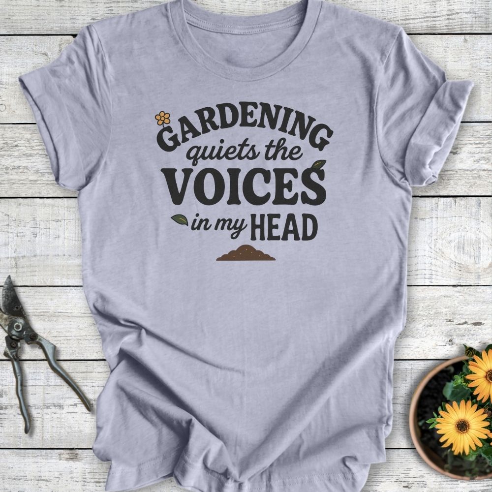 Printify T-Shirt Heather Blue / S Gardening Quiets the Voices