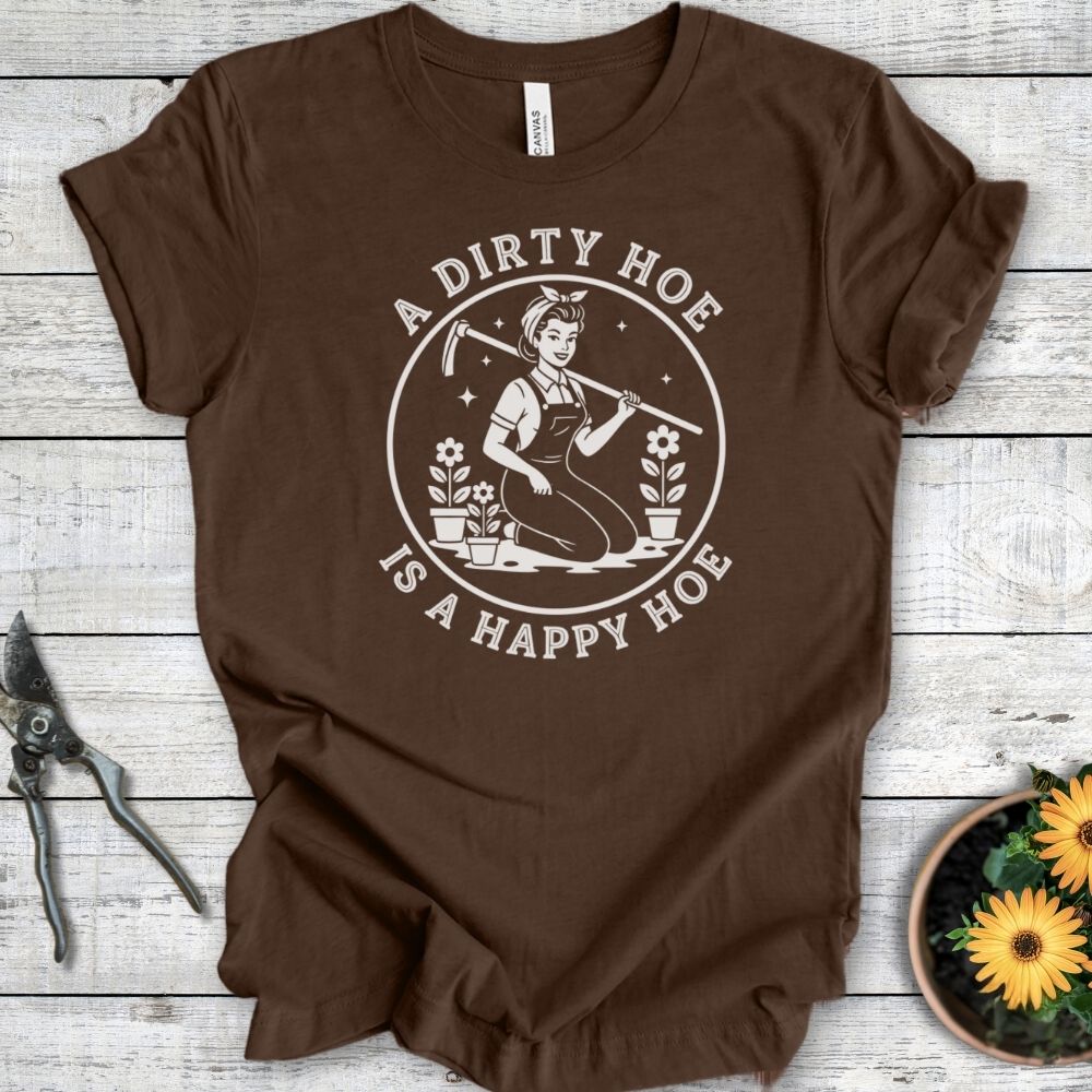 Printify T-Shirt Heather Brown / S A Happy Hoe
