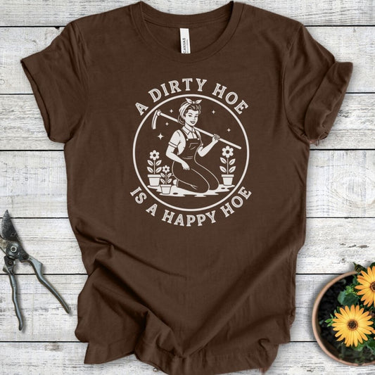 Printify T-Shirt Heather Brown / S A Happy Hoe