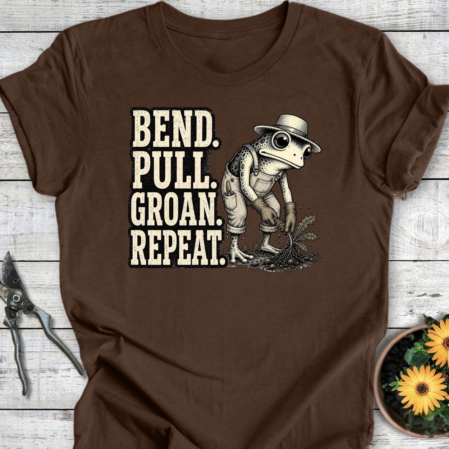 Printify T-Shirt Heather Brown / S Bend Pull Groan T-Shirt
