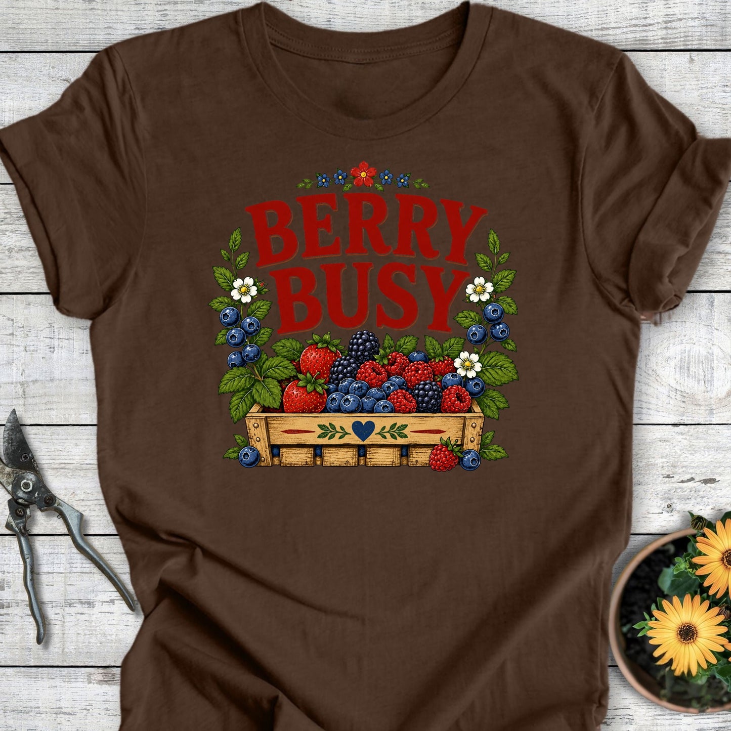Printify T-Shirt Heather Brown / S Berry Busy T-Shirt