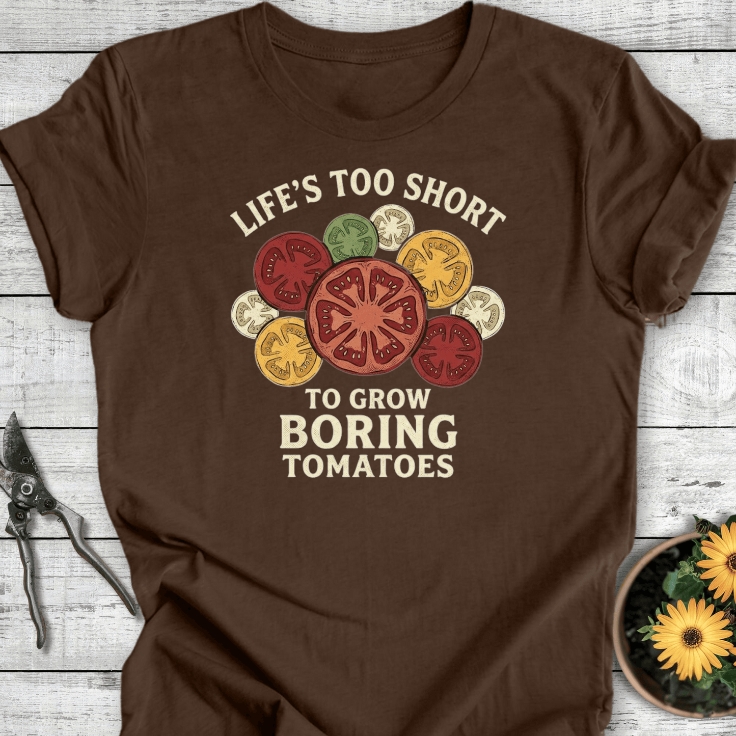 Printify T-Shirt Heather Brown / S Boring Tomatoes T-Shirt