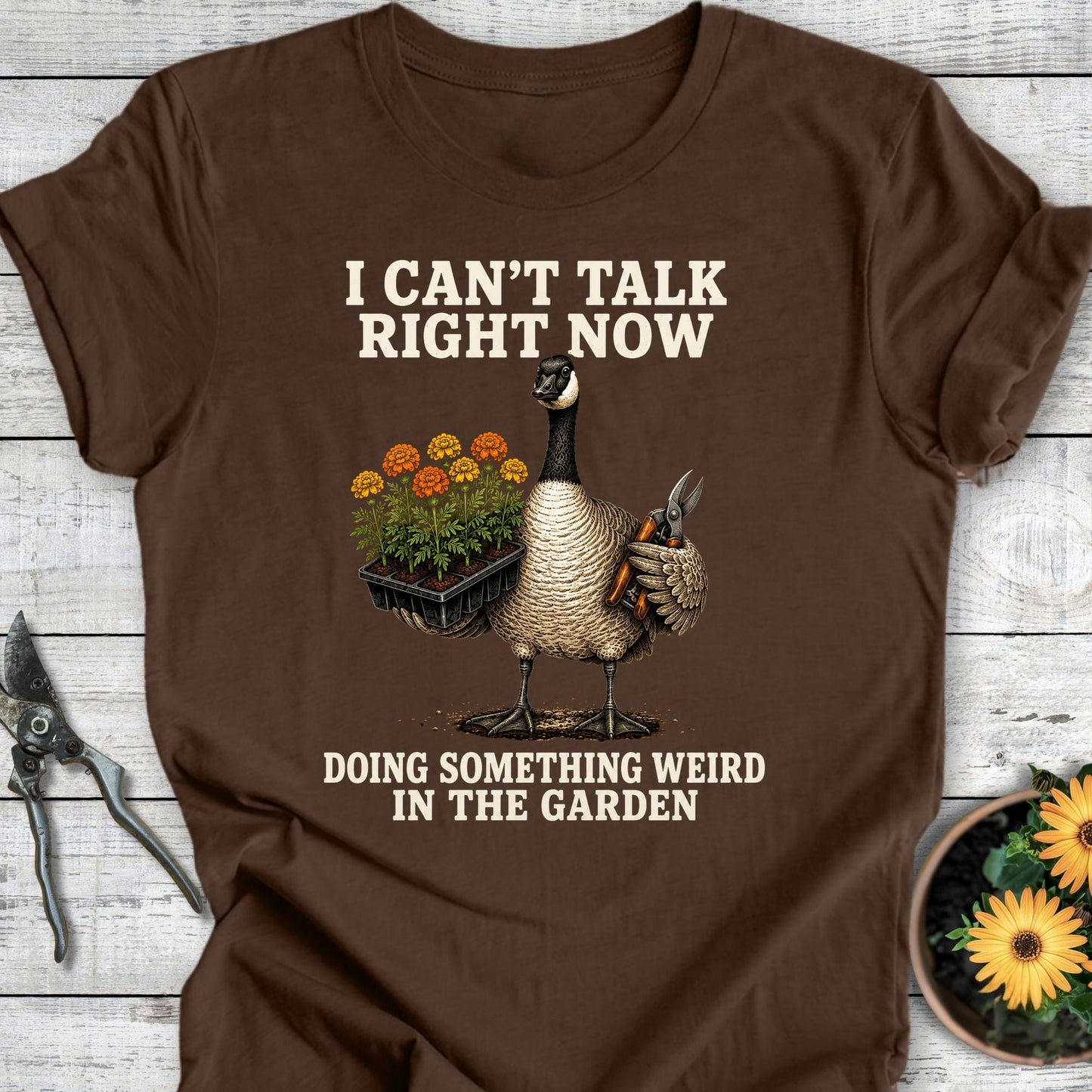 Printify T-Shirt Heather Brown / S Can't Talk T-Shirt