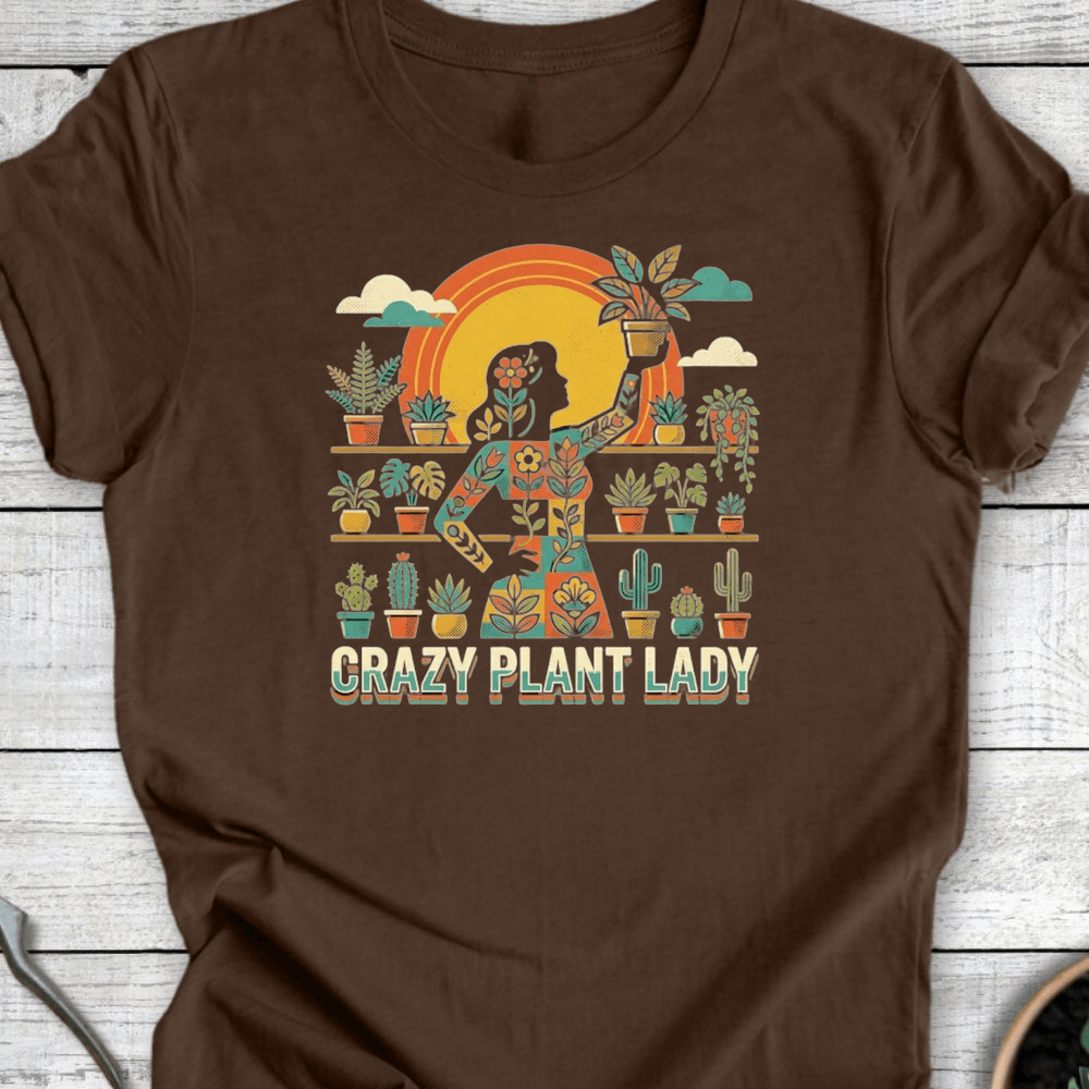 Printify T-Shirt Heather Brown / S Crazy Plant Lady T-Shirt