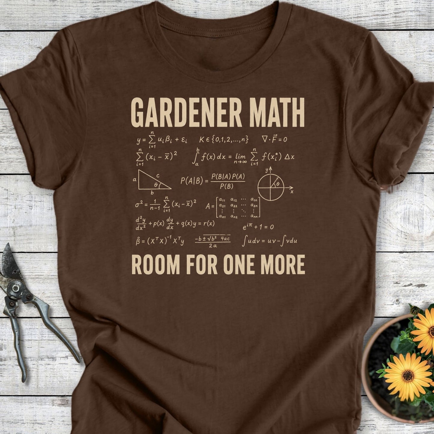 Printify T-Shirt Heather Brown / S Gardener Math T-Shirt