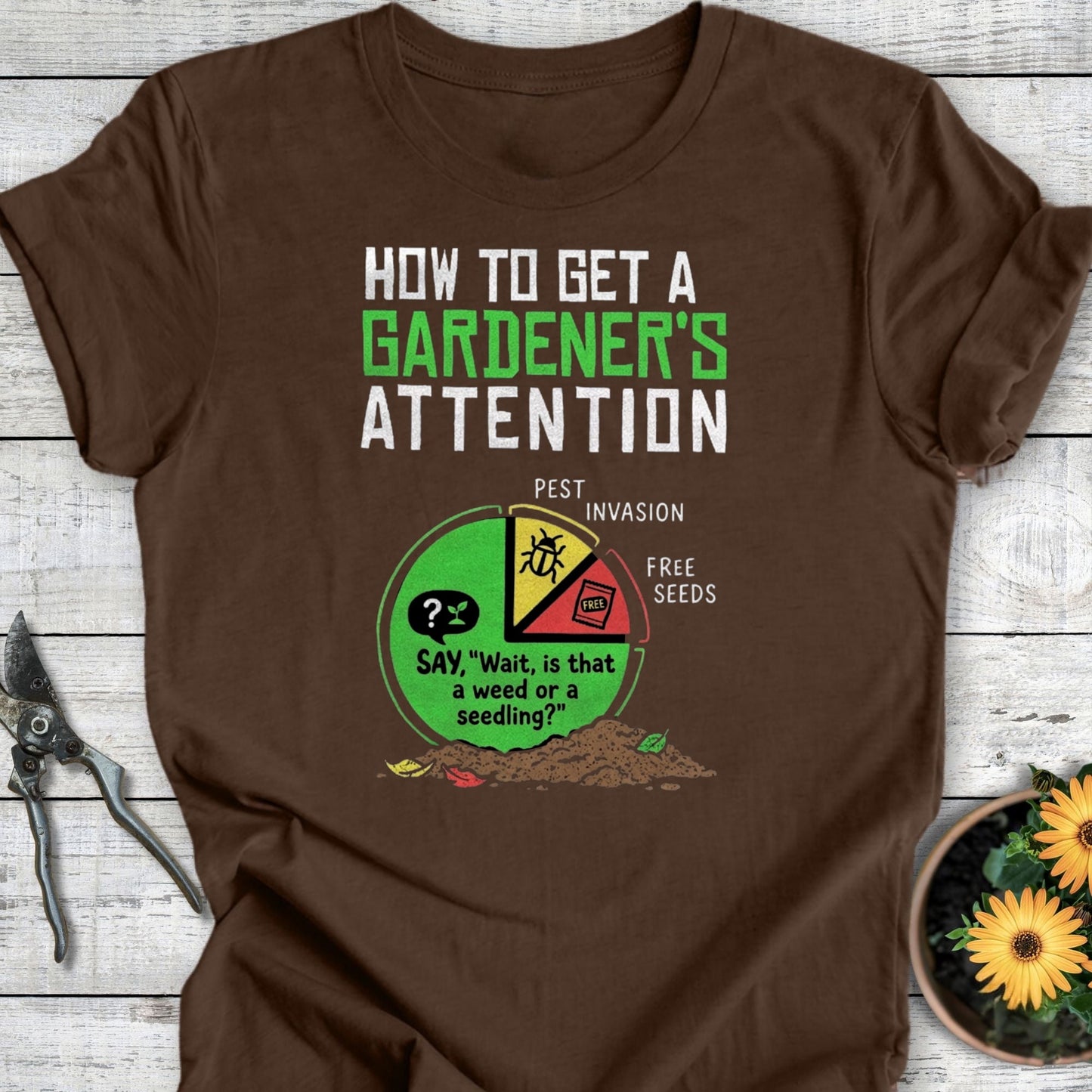 Printify T-Shirt Heather Brown / S Gardener's Attention T-Shirt