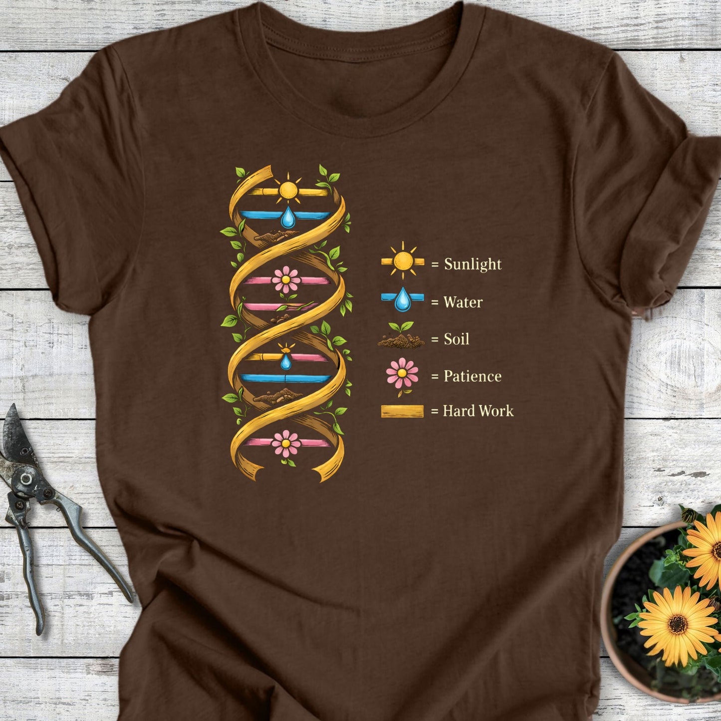 Printify T-Shirt Heather Brown / S Gardening DNA T-Shirt
