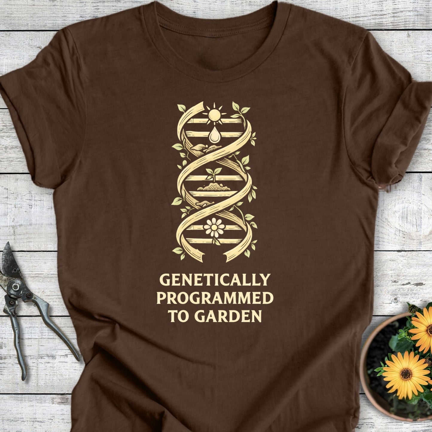 Printify T-Shirt Heather Brown / S Genetically Programmed T-Shirt