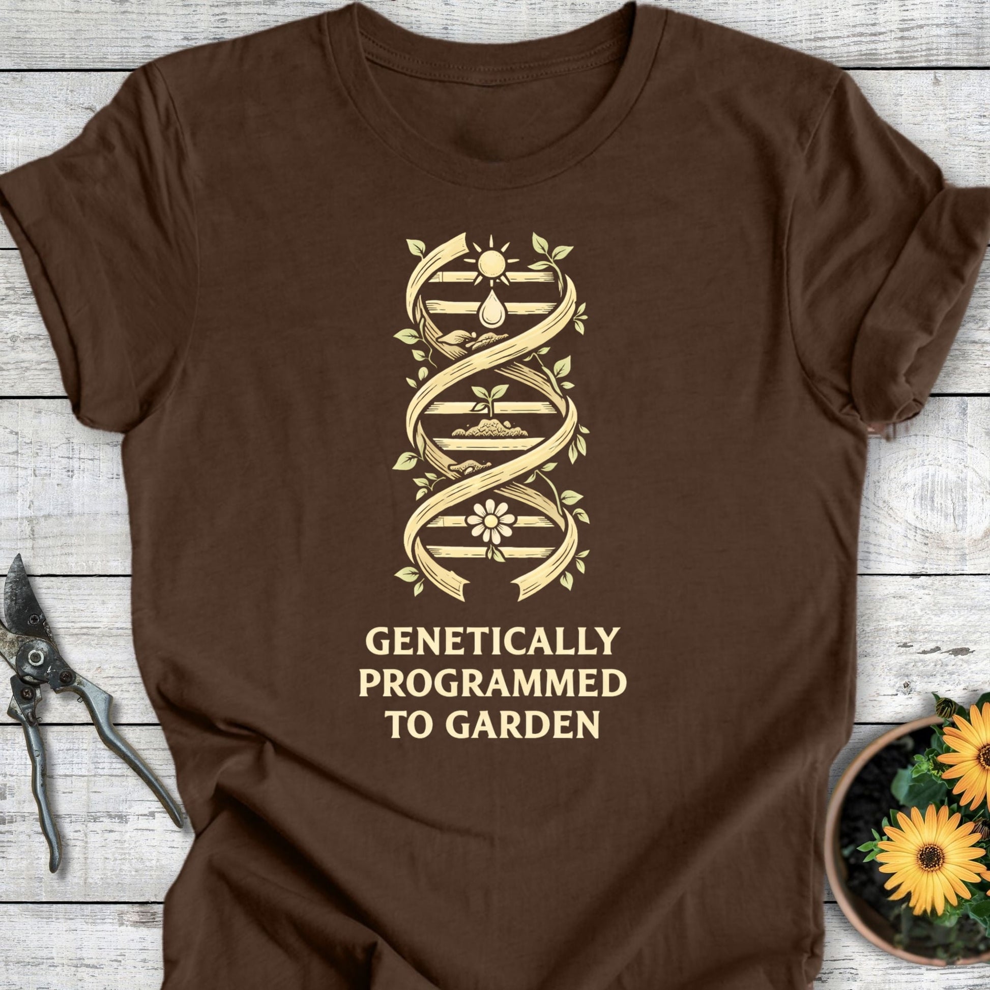 Printify T-Shirt Heather Brown / S Genetically Programmed T-Shirt