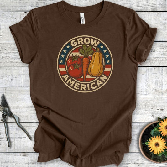 Printify T-Shirt Heather Brown / S Grow American