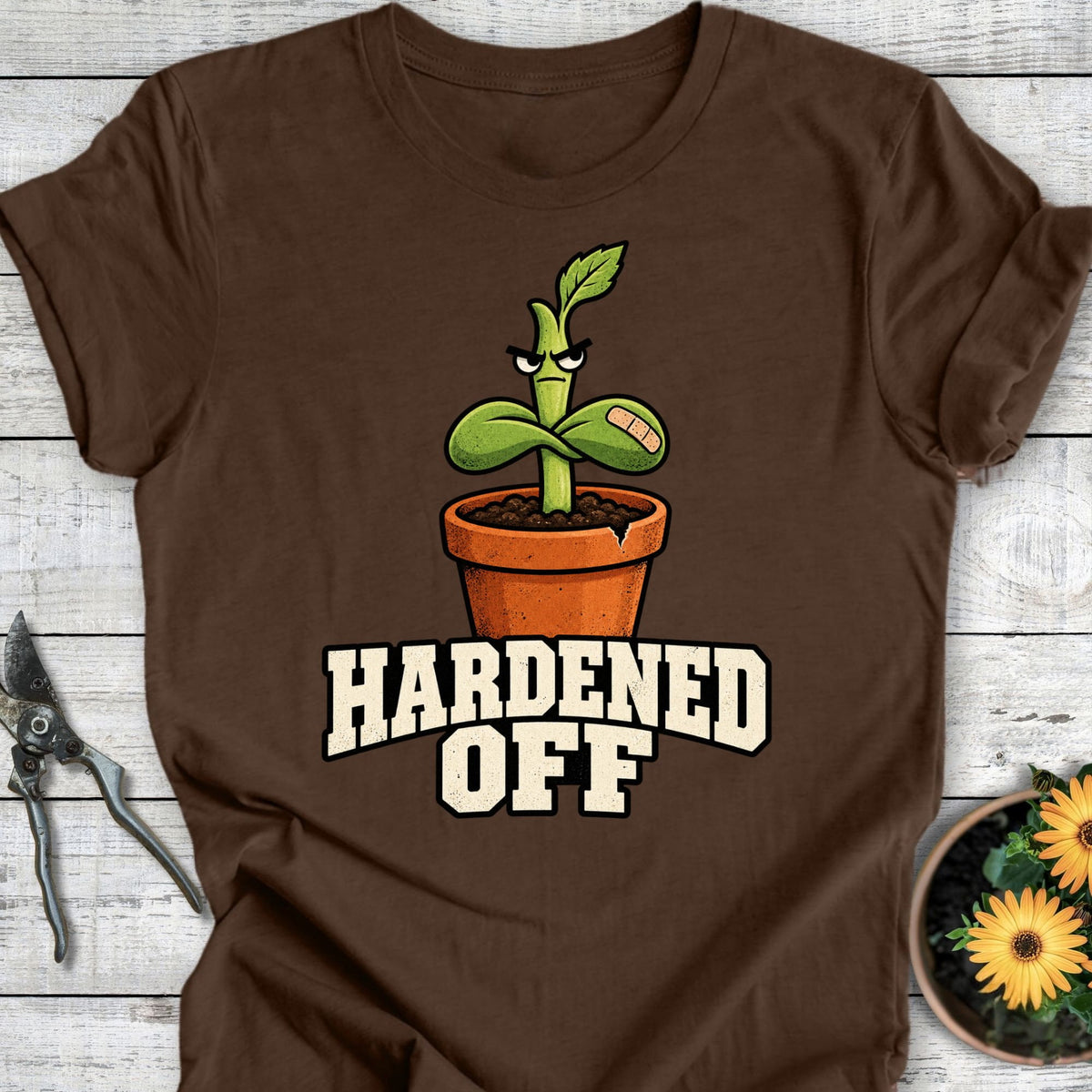 Printify T-Shirt Heather Brown / S Hardened Off T-Shirt