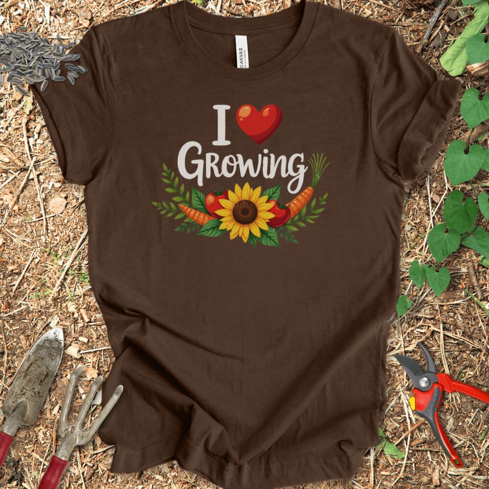 Printify T-Shirt Heather Brown / S I Love Growing