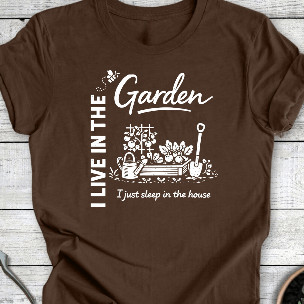 Printify T-Shirt Heather Brown / S Live In The Garden T-Shirt