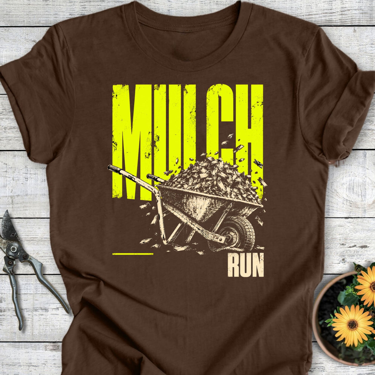 Printify T-Shirt Heather Brown / S Mulch Run T-Shirt