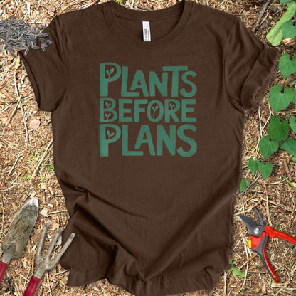 Printify T-Shirt Heather Brown / S Plants Before Plans