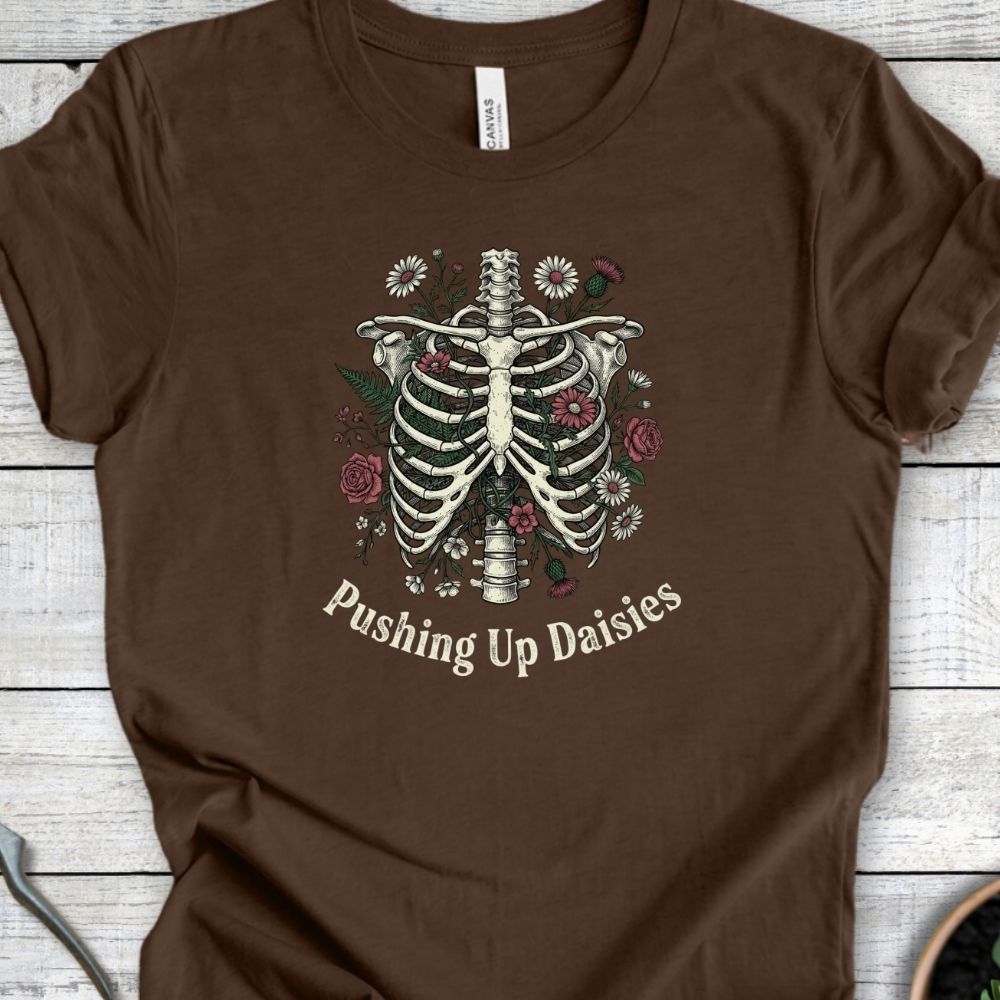 Printify T-Shirt Heather Brown / S Pushing Up Daisies T-Shirt