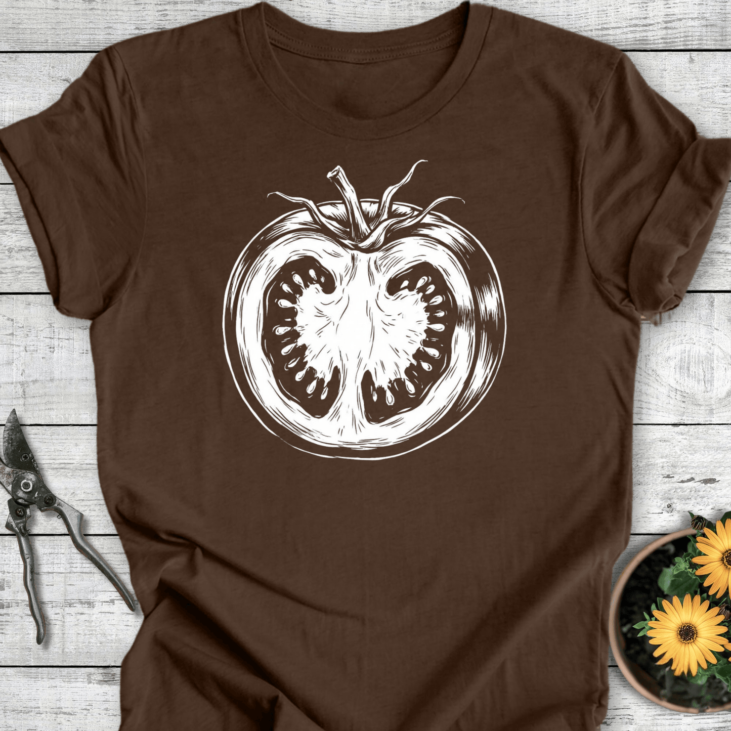 Printify T-Shirt Heather Brown / S Sliced Tomato T-Shirt