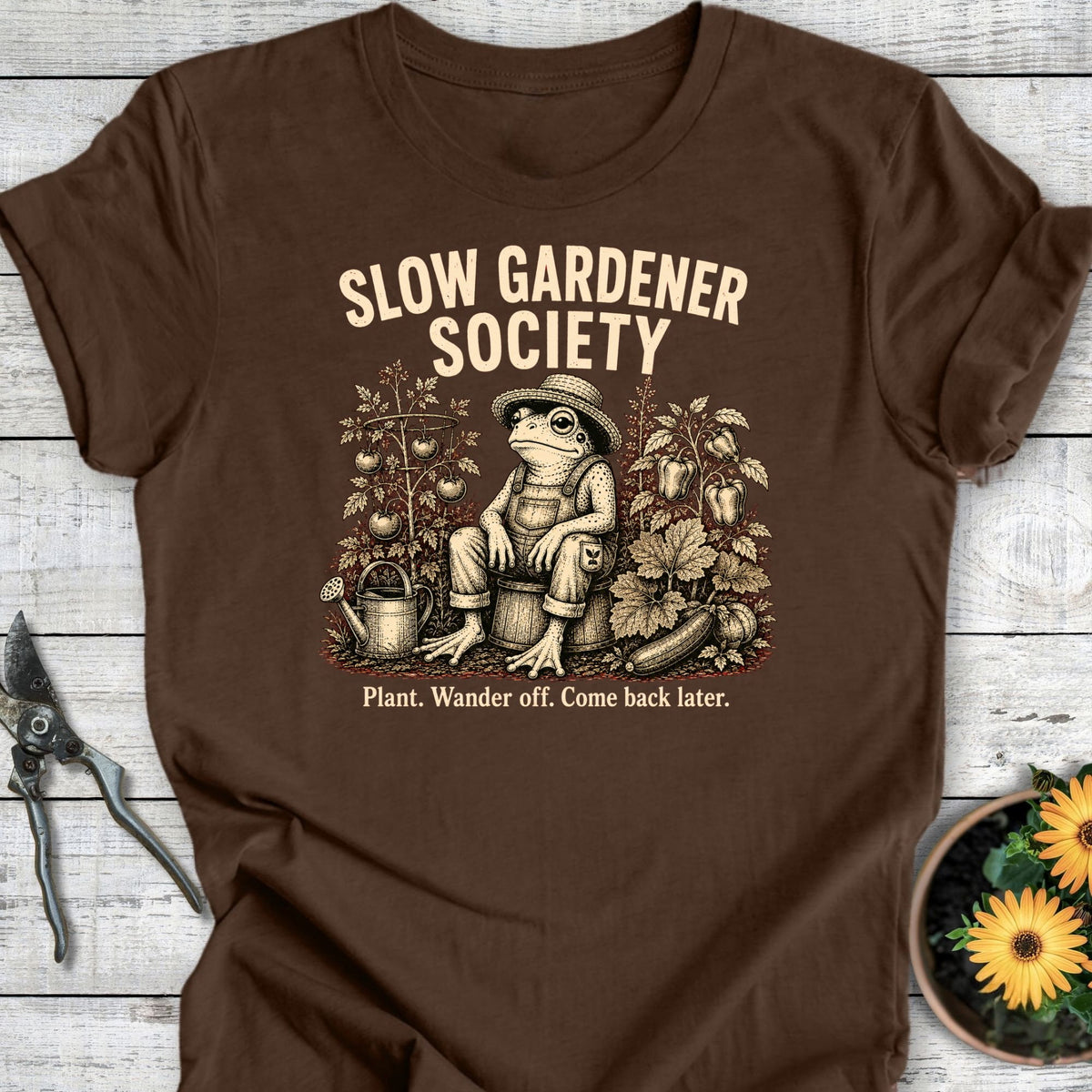Printify T-Shirt Heather Brown / S Slow Gardener T-Shirt