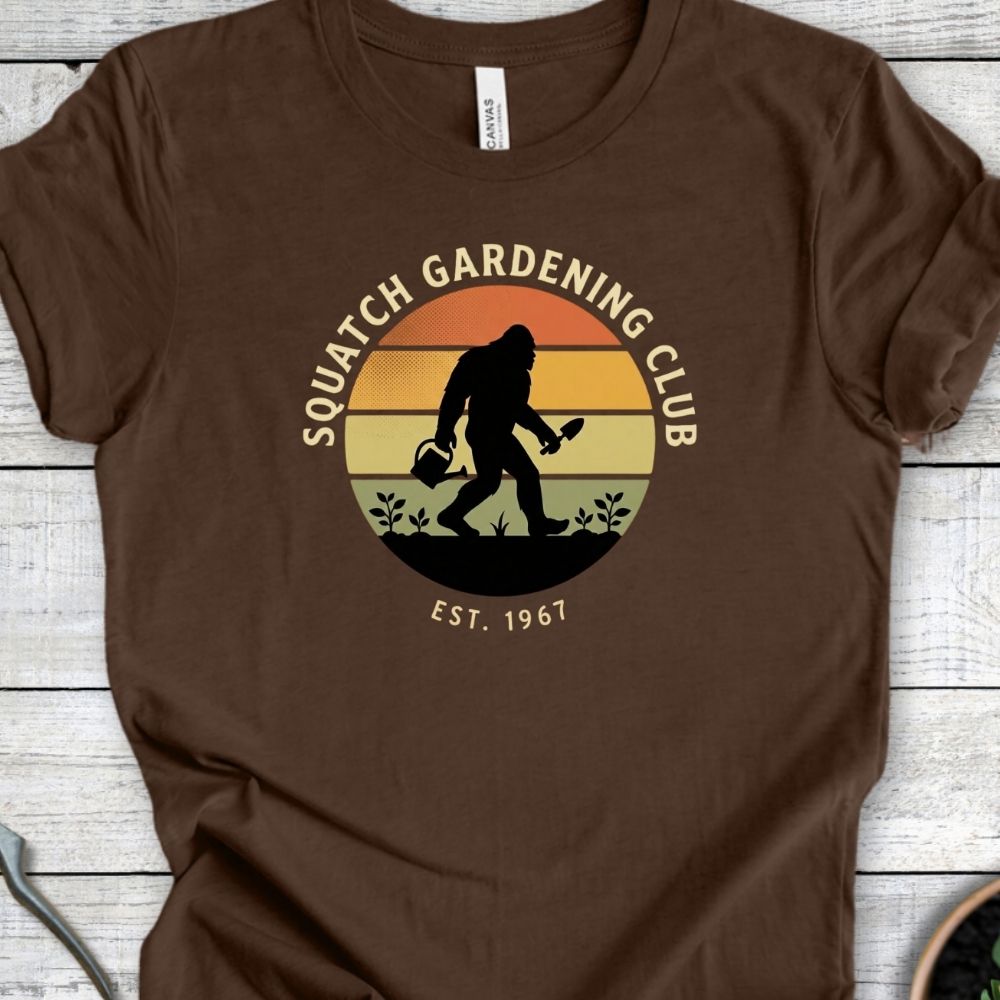 Printify T-Shirt Heather Brown / S Squatch Gardening Club II T-Shirt