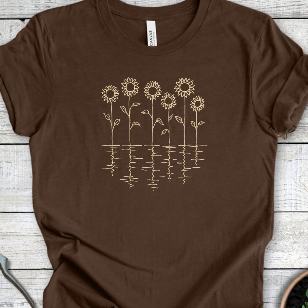 Printify T-Shirt Heather Brown / S Sunflower Reflections T-Shirt