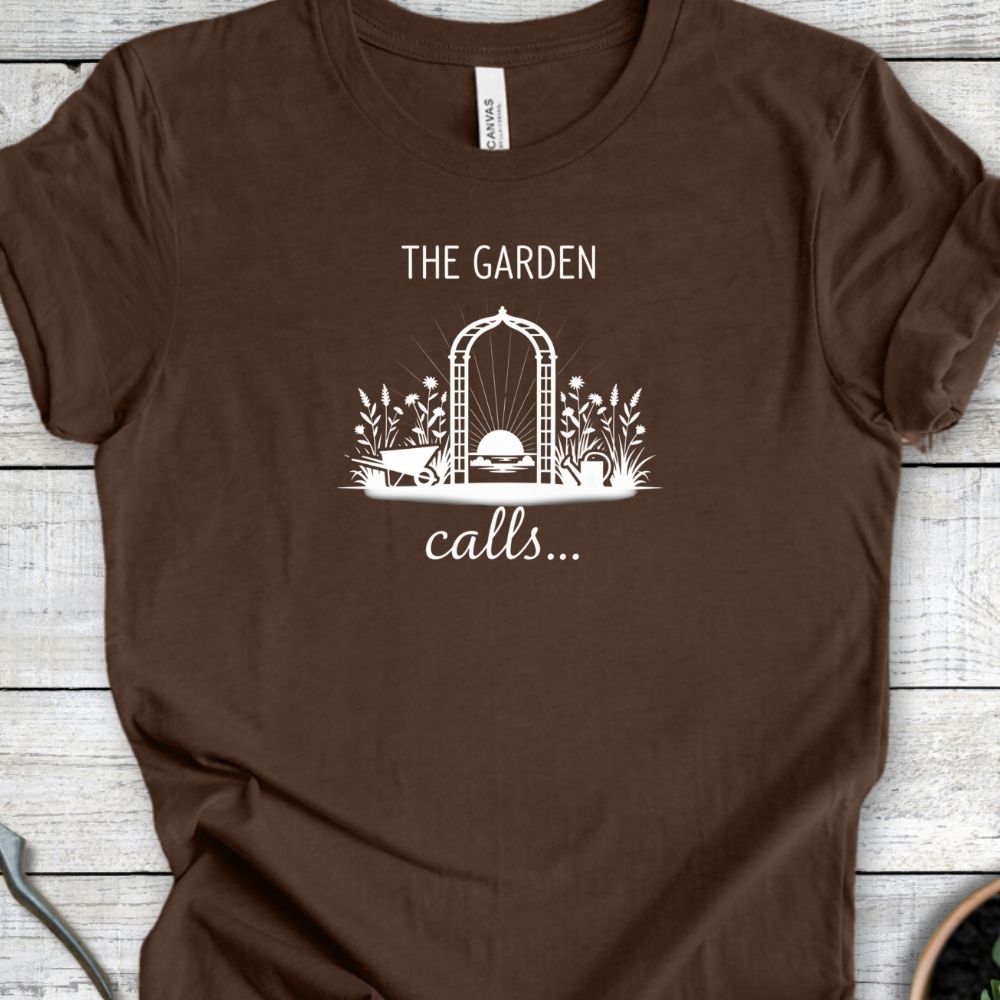 Printify T-Shirt Heather Brown / S the garden calls T-Shirt