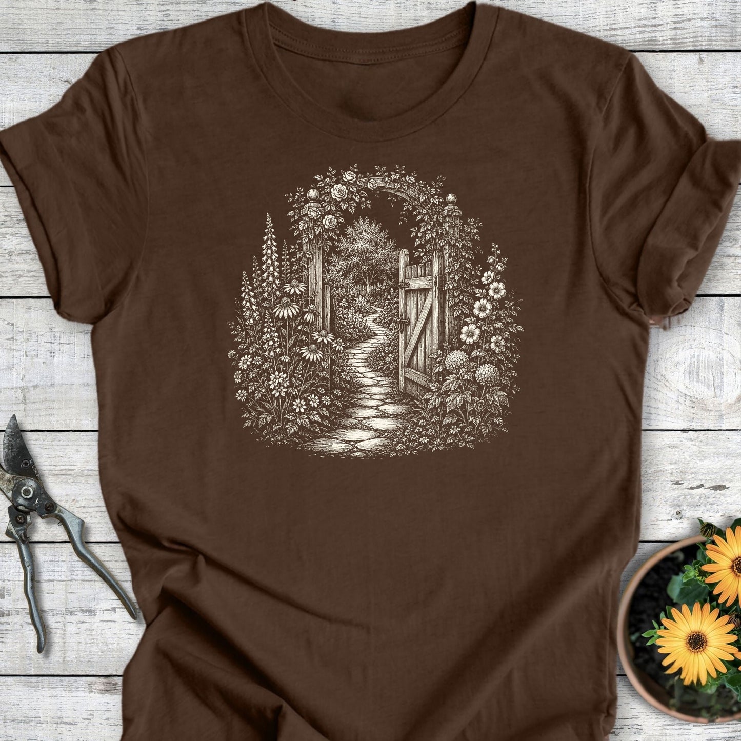 Printify T-Shirt Heather Brown / S The Garden Gate T-Shirt