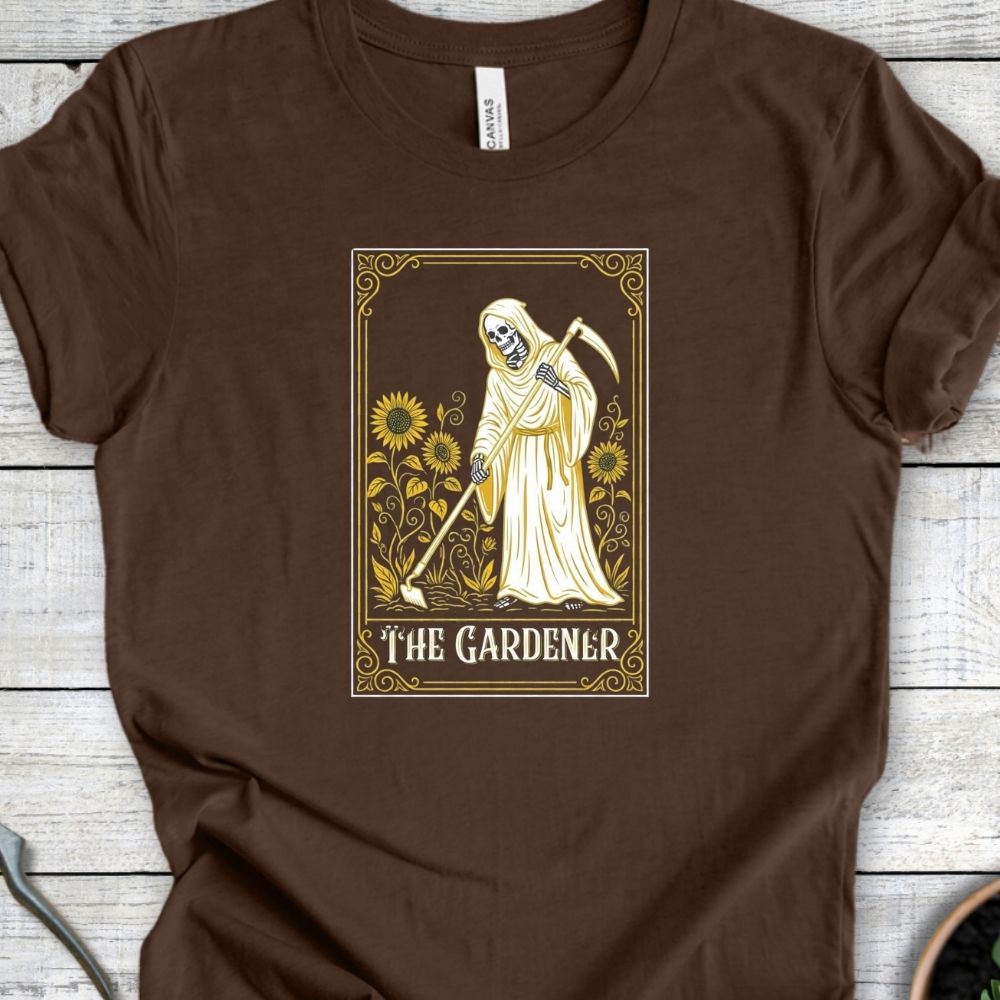 Printify T-Shirt Heather Brown / S The Gardener Tarot T-Shirt