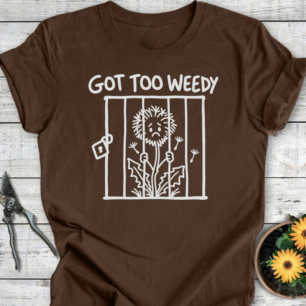 Printify T-Shirt Heather Brown / S Too Weedy T-Shirt