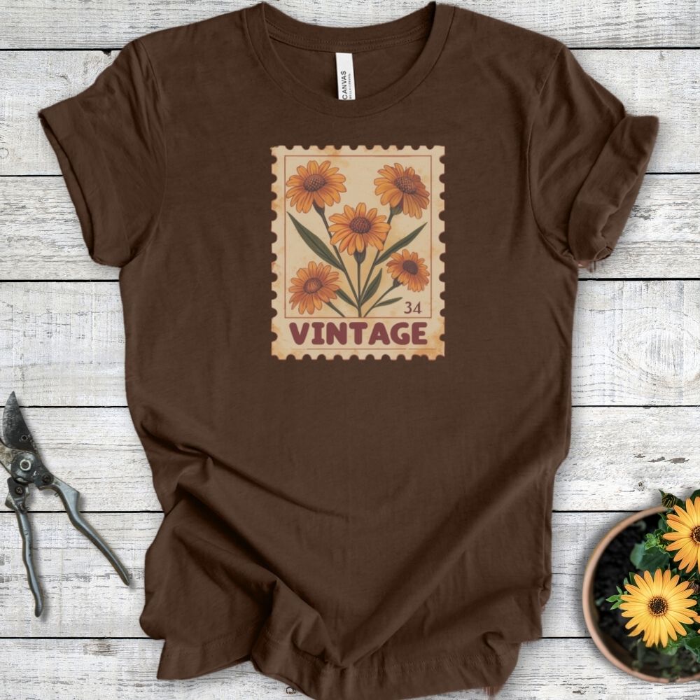 Printify T-Shirt Heather Brown / S Vintage Wildflower
