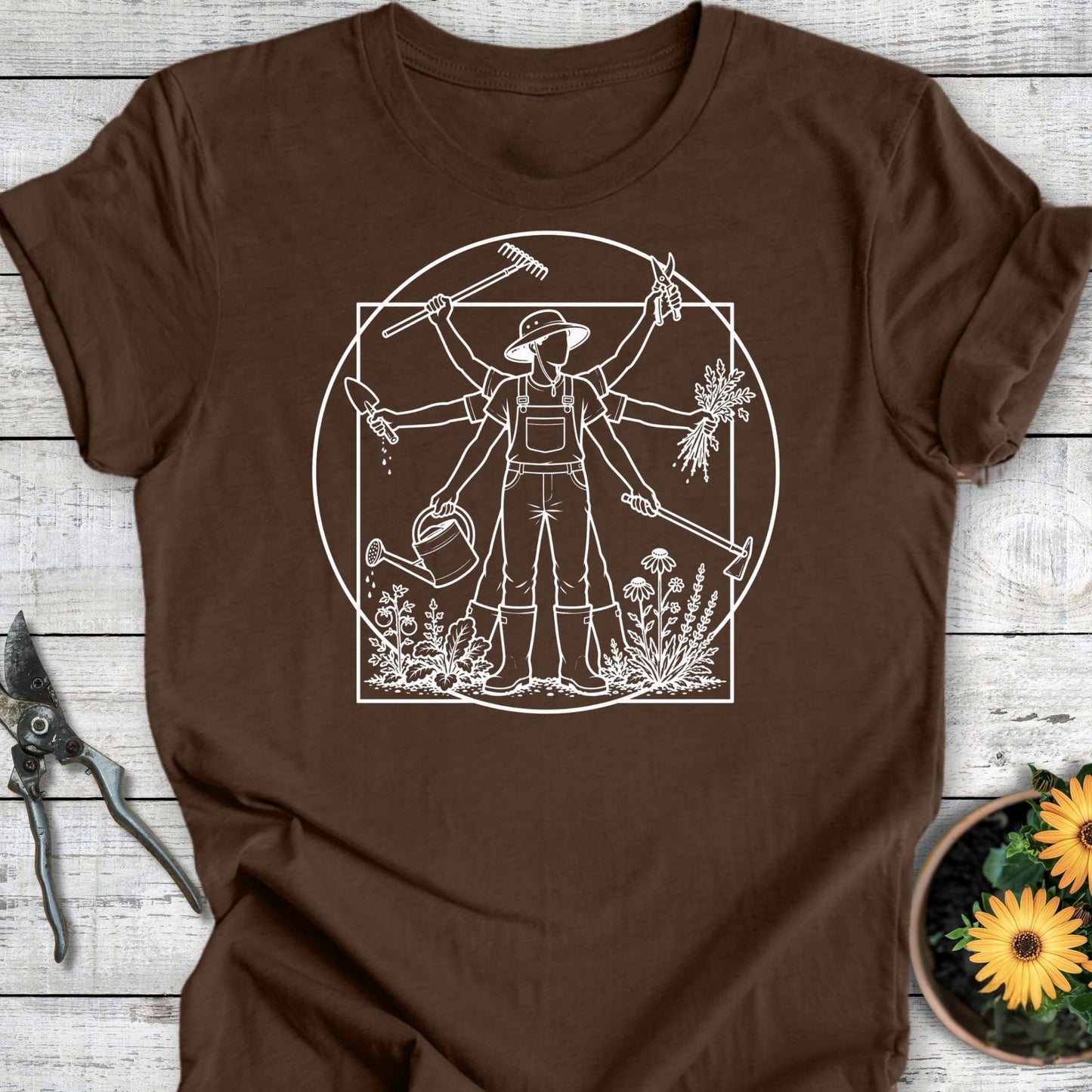Printify T-Shirt Heather Brown / S Vitruvian Gardener Male T-Shirt