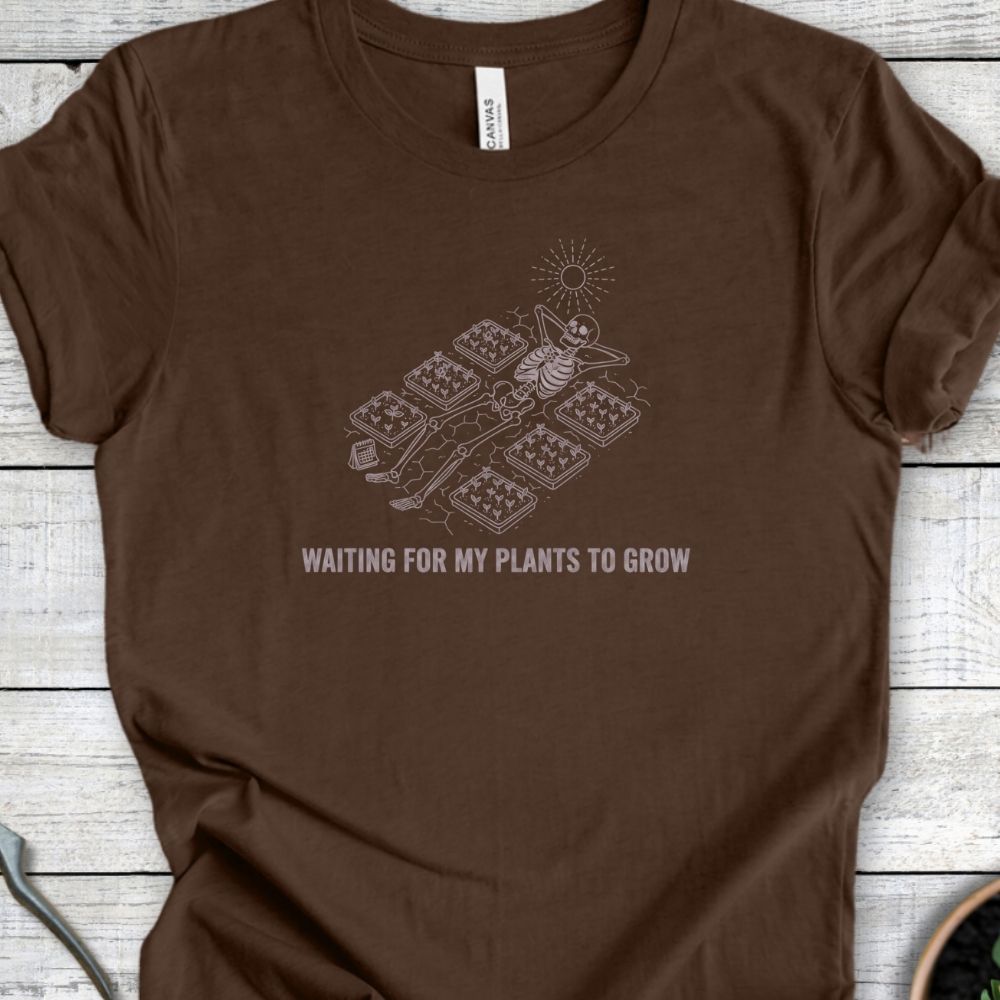 Printify T-Shirt Heather Brown / S Waiting for My Plants to Grow T-Shirt