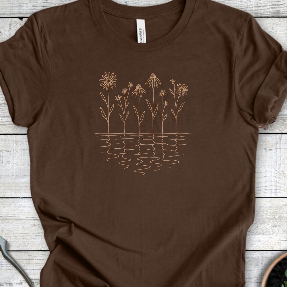 Printify T-Shirt Heather Brown / S Wildflower Reflections T-Shirt