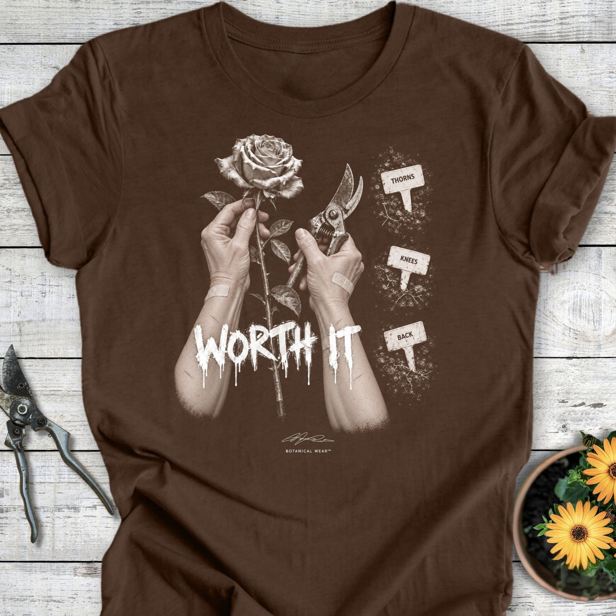 Printify T-Shirt Heather Brown / S Worth It T-Shirt