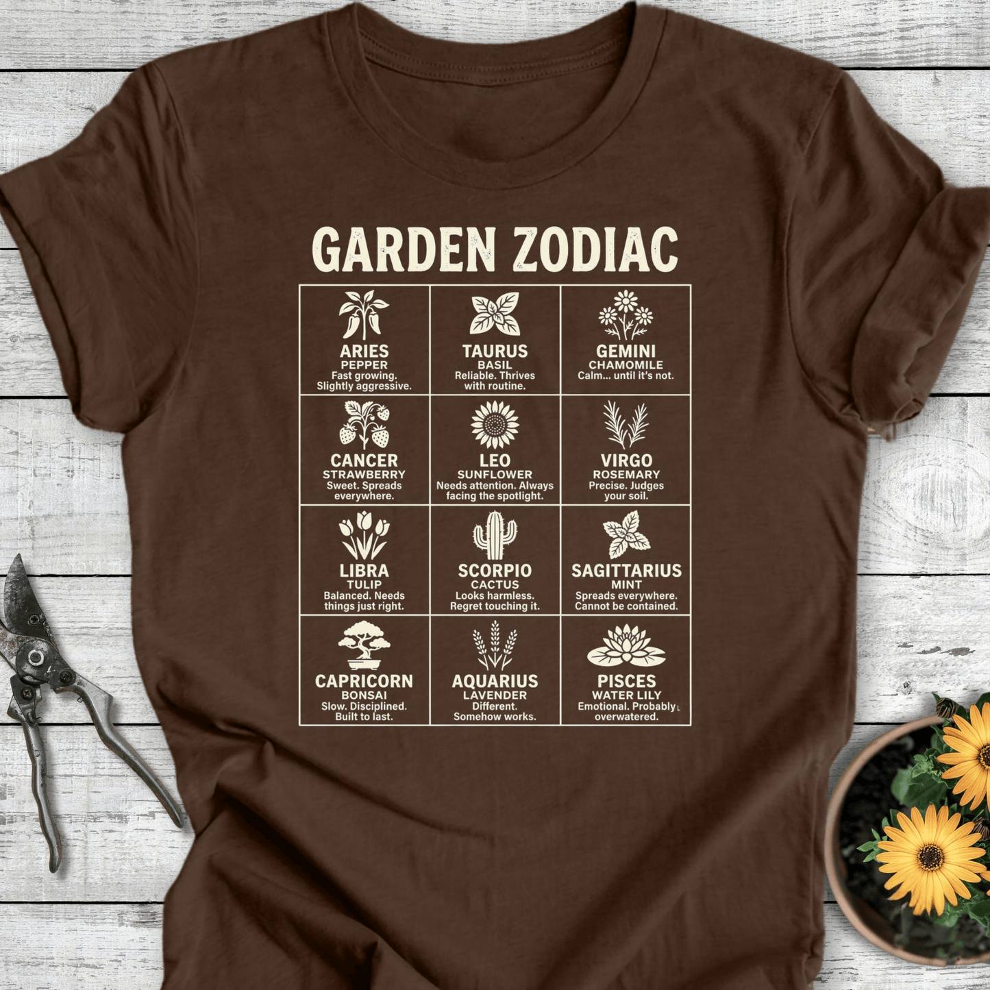 Printify T-Shirt Heather Brown / S Zodiac T-Shirt