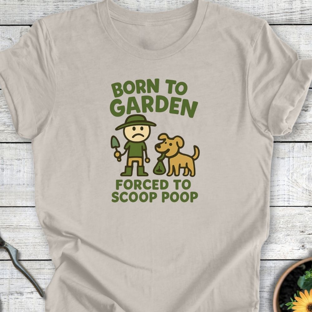 Printify T-Shirt Heather Dust / S Born to Garden – Dog Duties