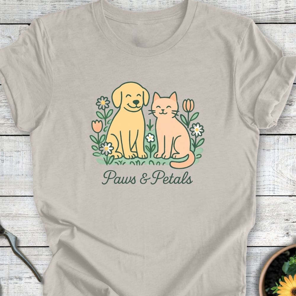 Printify T-Shirt Heather Dust / S Paws & Petals (Duo)